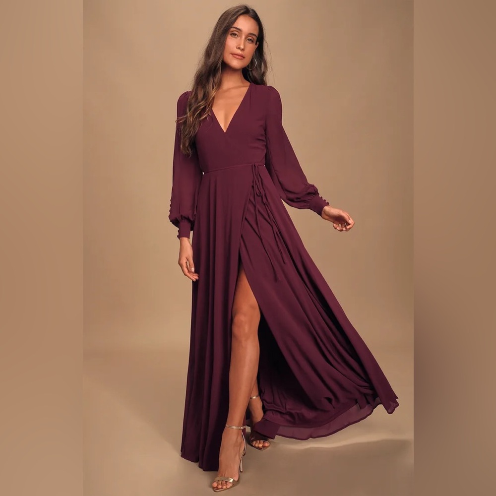 NWOT My Whole Heart Plum Long Sleeve Wrap Dress. L and XL